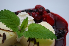 Vanilla parfait with fruit sauce